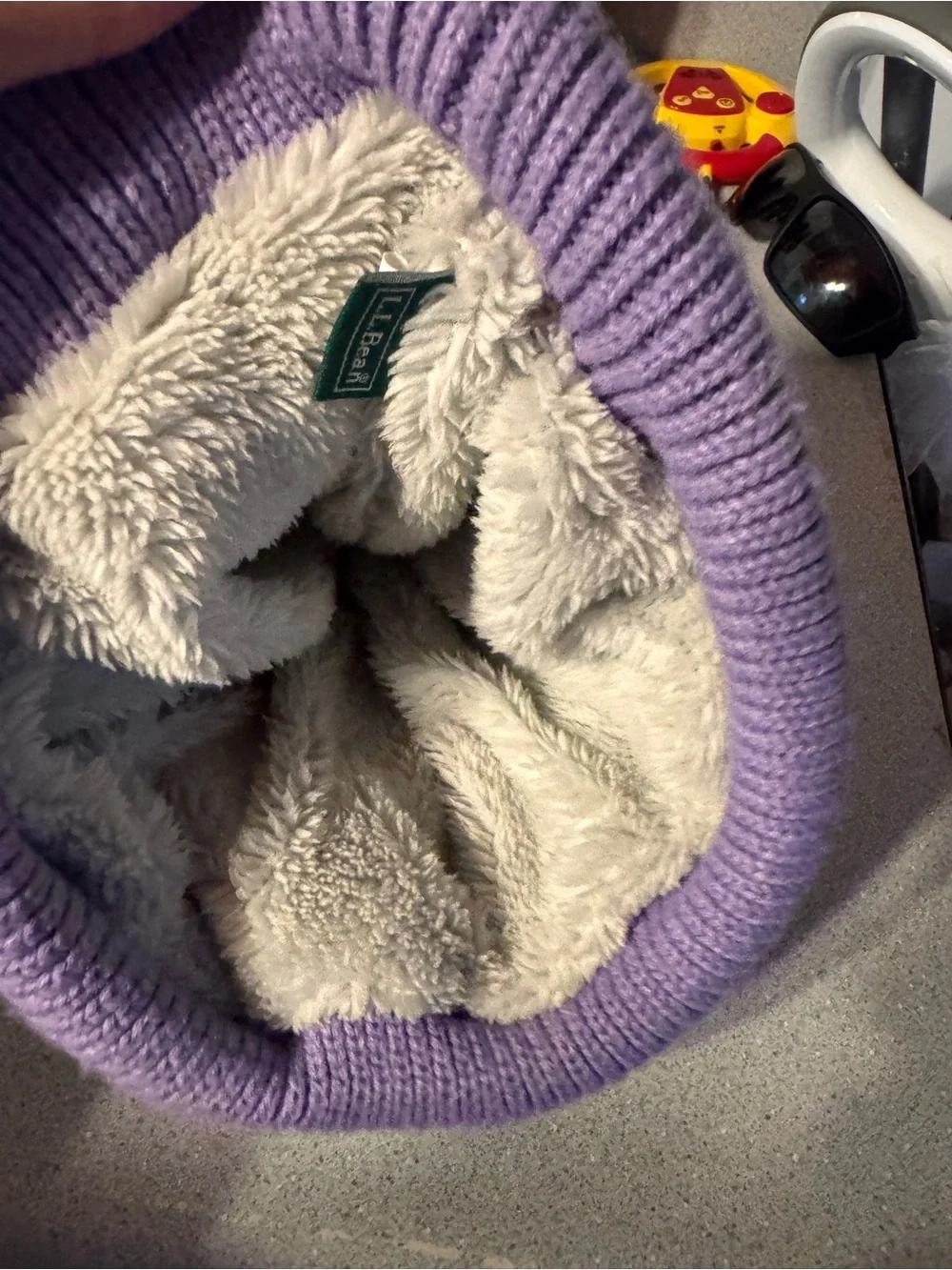 L.L. Bean Lavender and Lilac Pom Pom Kids Winter Beanie